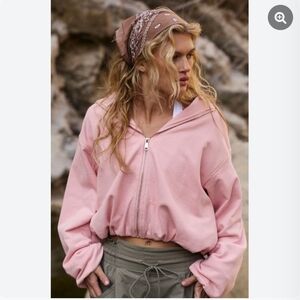 Free People Movement Light Pink Zip-Up Bubble Hoodie NWT Small